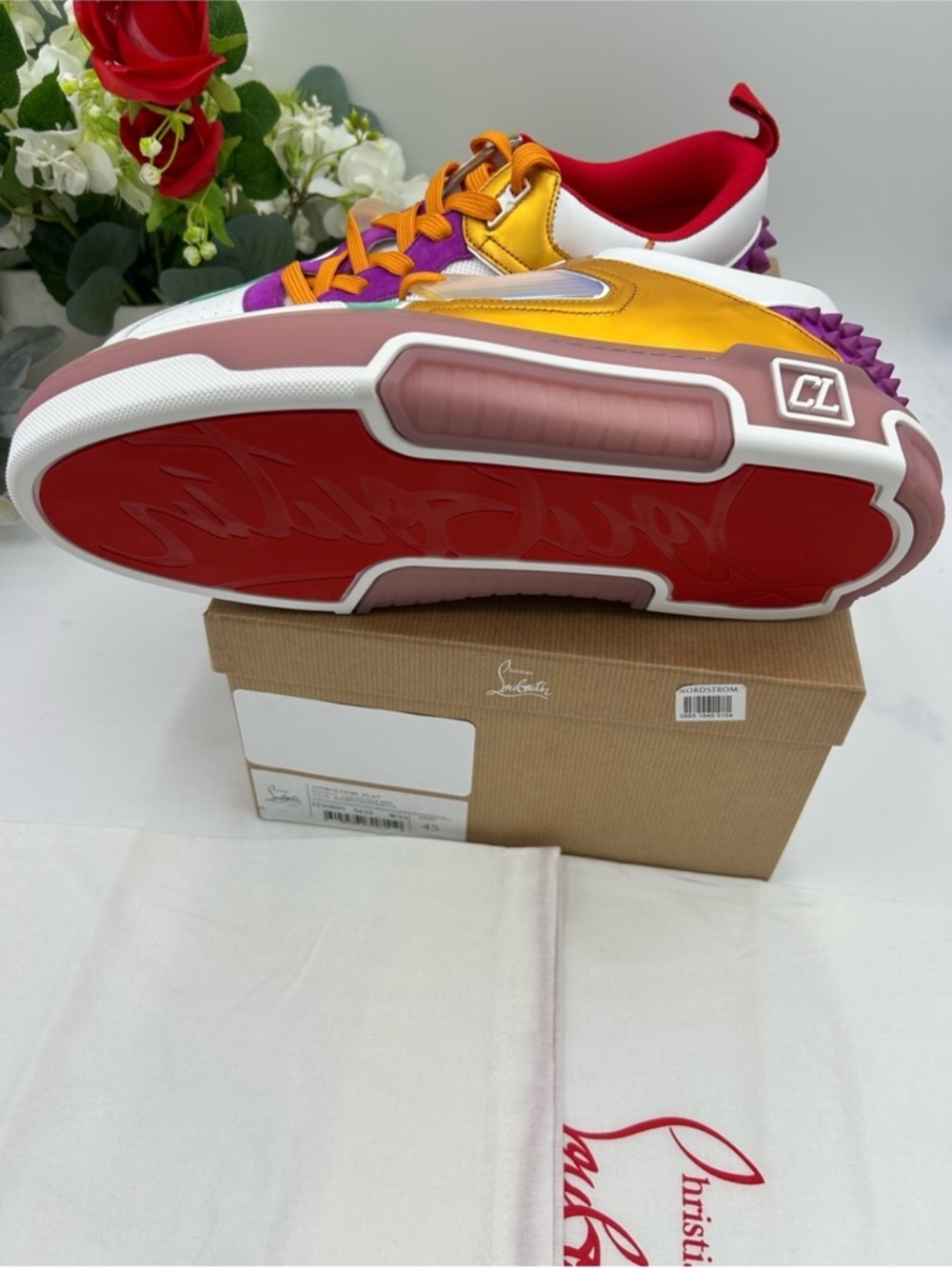 Men’s Christian Louboutin ASTROLOUBI multicolored sneaker size 45 made in Italy - Picture 5 of 9